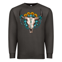 Smoke sunflower gemstone bull skull Premium Sweatshirt - OliviaCreatesArt