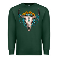Sports Green sunflower gemstone bull skull Premium Sweatshirt - OliviaCreatesArt