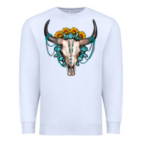 White sunflower gemstone bull skull Premium Sweatshirt - OliviaCreatesArt