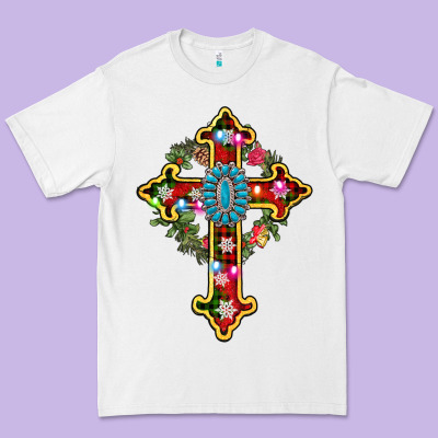 Christmas Cross Premium Tee Designed By Adodesignshop