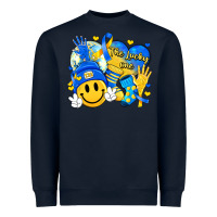 Navy retro disco ball the lucky few smile face Heavyweight Sweatshirt - Artiststas