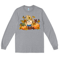 Heather Grey fall scarecrow Long Sleeve Tee - LillyAllenDesigns