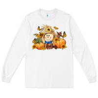 White fall scarecrow Long Sleeve Tee - LillyAllenDesigns
