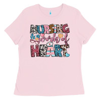 Bubblegum Pink nursing is a work of heart Ladies Tee - BundleAndBundleShop