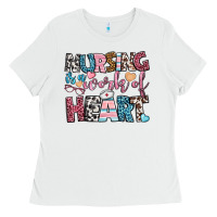 White nursing is a work of heart Ladies Tee - BundleAndBundleShop
