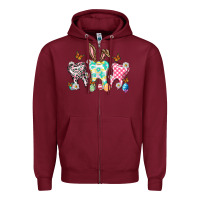 Burgundy Happy Easter Day teeth Zipper Hoodie - HowdyJamesFarm