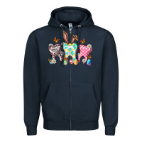 Navy Happy Easter Day teeth Zipper Hoodie - HowdyJamesFarm