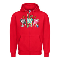 Red Happy Easter Day teeth Zipper Hoodie - HowdyJamesFarm