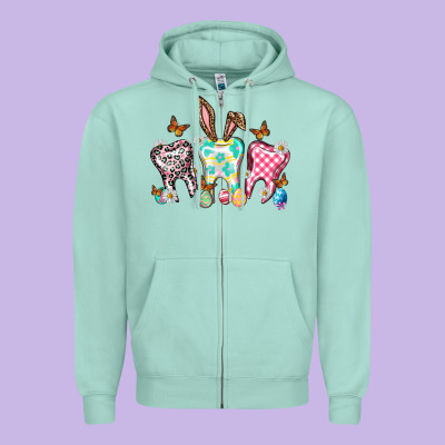 Happy Easter Day Teeth Zipper Hoodie Designed By Howdyjamesfarm