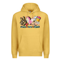 Antique Gold Peace love teach Premium Hoodie - CowGirlArtShop