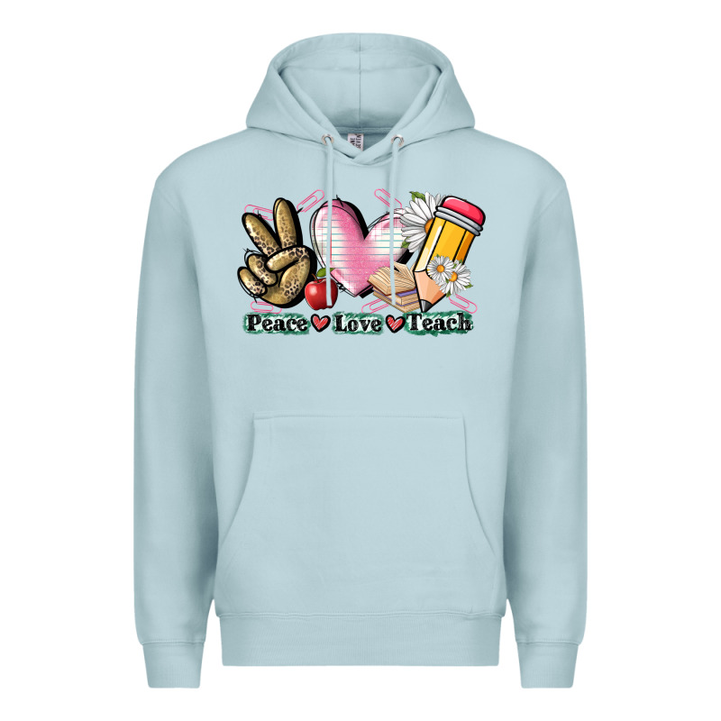 Peace Love Teach Premium Hoodie by CowGirlArtShop | Teevron