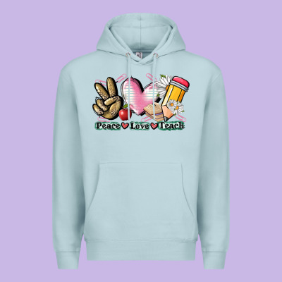Peace Love Teach Premium Hoodie Designed By Cowgirlartshop