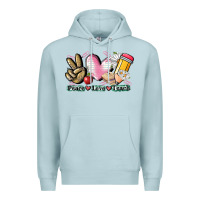 Blue Mist Peace love teach Premium Hoodie - CowGirlArtShop