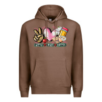 Chestnut Peace love teach Premium Hoodie - CowGirlArtShop