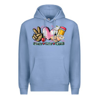 Colony Blue Peace love teach Premium Hoodie - CowGirlArtShop