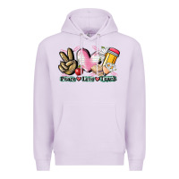 Lilac Peace love teach Premium Hoodie - CowGirlArtShop