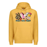 Mustard Peace love teach Premium Hoodie - CowGirlArtShop