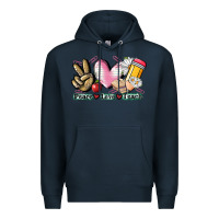 Navy Peace love teach Premium Hoodie - CowGirlArtShop