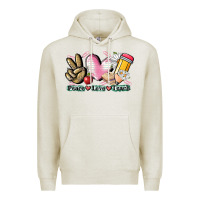 Oatmeal Heather Peace love teach Premium Hoodie - CowGirlArtShop