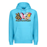 Ocean Blue Peace love teach Premium Hoodie - CowGirlArtShop