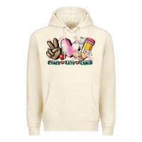 Sandshell Peace love teach Premium Hoodie - CowGirlArtShop