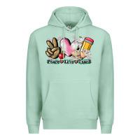 Seafoam Peace love teach Premium Hoodie - CowGirlArtShop