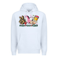 White Peace love teach Premium Hoodie - CowGirlArtShop