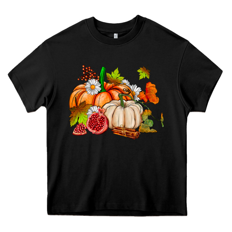 Pumpkins Daisies And Fall Leaf's Ado Heavy Core Tee by AdoDesignShop | Teevron