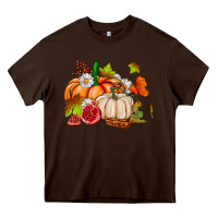 Chocolate Brown pumpkins daisies and fall leaf's ado Heavy Core Tee - AdoDesignShop