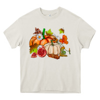 Cream pumpkins daisies and fall leaf's ado Heavy Core Tee - AdoDesignShop