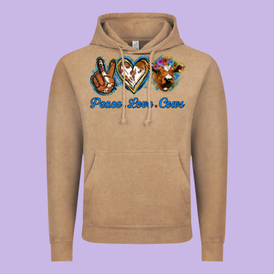 Peace Love Cows Vintage Hoodie Designed By Jasminsmagicworld