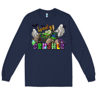 Navy spooky crusher monster truck Long Sleeve Tee - LillyAllenDesigns