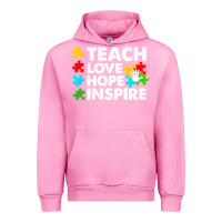 Fuchsia Pink Teach Love Hope Inspire Urban Hoodie - CowhideDigitalArt