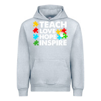 Heather Grey Teach Love Hope Inspire Urban Hoodie - CowhideDigitalArt