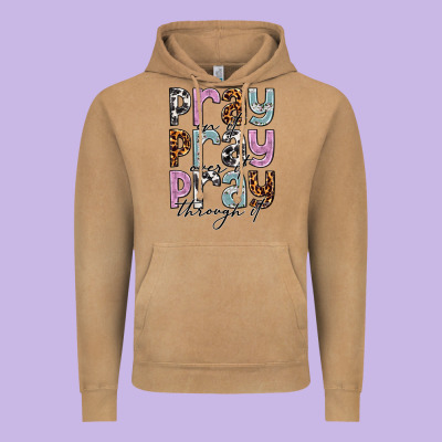 Pray On It Pray Over It Pray Through It Vintage Hoodie Designed By Nancycooperartshop