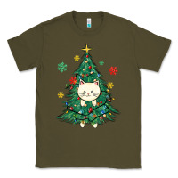 Army Green christmas tree cat Classic Tee - MaliasSmallBusiness
