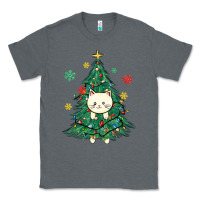 Charcoal Heather christmas tree cat Classic Tee - MaliasSmallBusiness