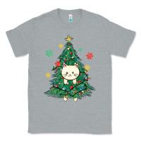 Heather Grey christmas tree cat Classic Tee - MaliasSmallBusiness