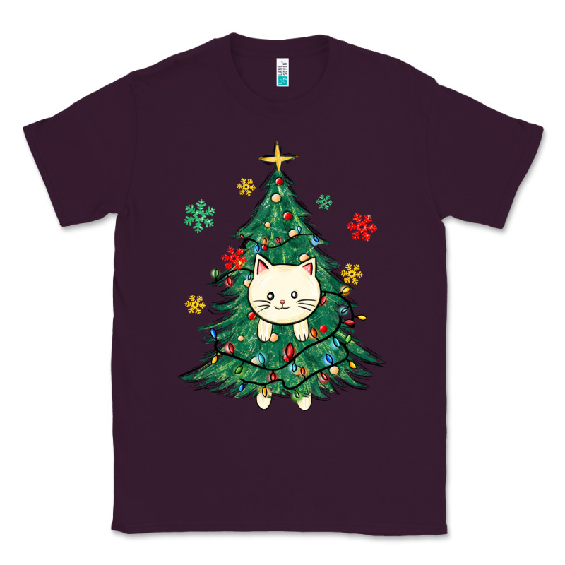 Christmas Tree Cat Classic Tee by MaliasSmallBusiness | Teevron