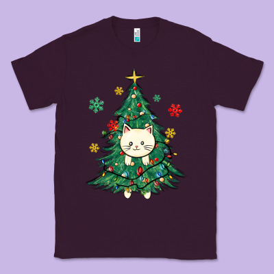 Christmas Tree Cat Classic Tee Designed By Maliassmallbusiness