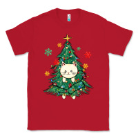 Red christmas tree cat Classic Tee - MaliasSmallBusiness