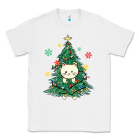 White christmas tree cat Classic Tee - MaliasSmallBusiness