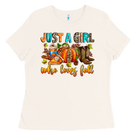 Bone Just a girl who loves Fall Ladies Tee - RanaPortraitStore