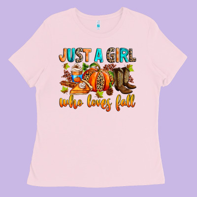 Just A Girl Who Loves Fall Ladies Tee Designed By Ranaportraitstore