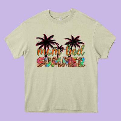 Mom Bod Summer With Palms Heavy Core Tee Designed By Artiststas
