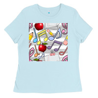 Baby Blue music class seamless pattern Ladies Tee - BundleAndBundleShop