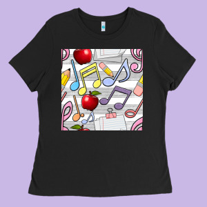 Music Class Seamless Pattern Ladies Tee Designed By Bundleandbundleshop