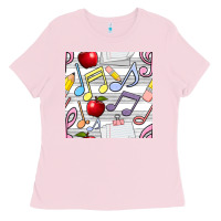 Bubblegum Pink music class seamless pattern Ladies Tee - BundleAndBundleShop