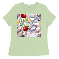 Matcha music class seamless pattern Ladies Tee - BundleAndBundleShop