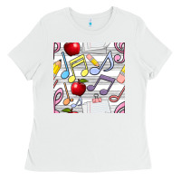 White music class seamless pattern Ladies Tee - BundleAndBundleShop